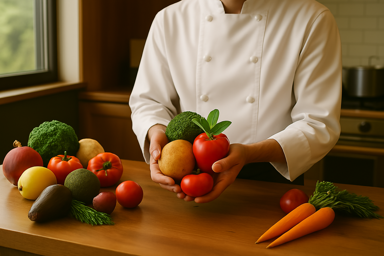 料理を仕上げる手元