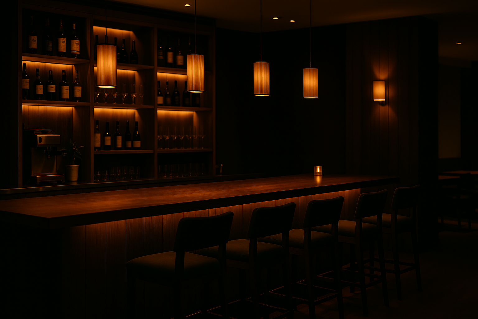 照明の陰影がつくる、深みのある空間